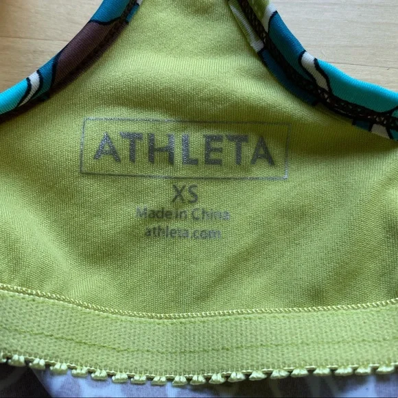 Athleta Giraffe Animal Print Plunge Tankini Summer‎ Break Sprint Swim Top Brown - Picture 5 of 7